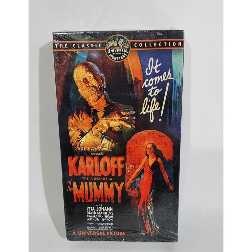 VHS The Mummy 1932 Version Universal Glow In The Dark 8" Figure Both Sealed - Picture 3 of 15